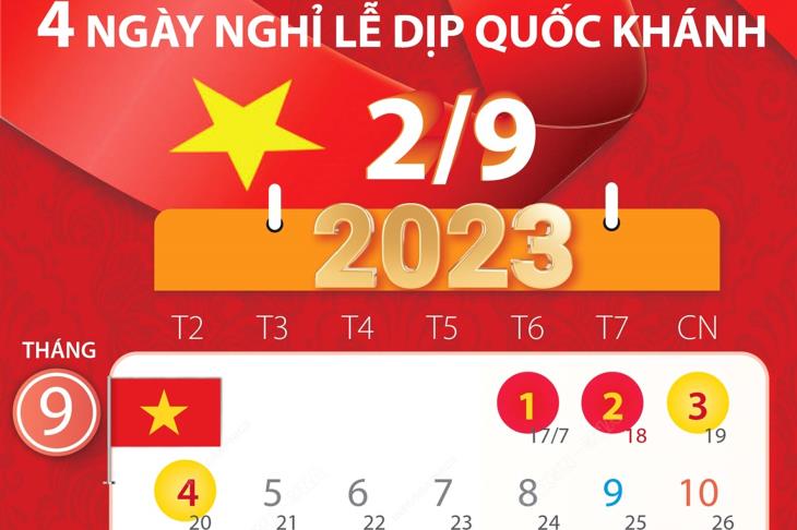 4 ngày nghỉ lễ dịp Quốc khánh năm 2023